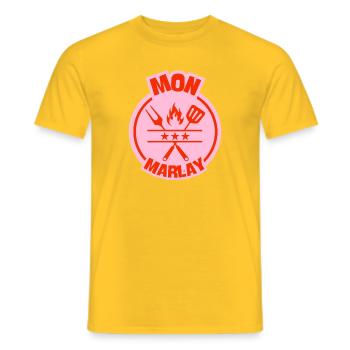 Conception de grille de cuisson pour maman Marlay - T-shirt homme - jaune - Devant - AI Model Male 178 dark (178cm)