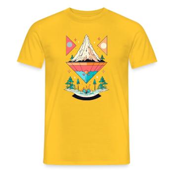Conception de symétrie de montagne et de forêt - T-shirt homme - jaune - Devant - AI Model Male 178 dark (178cm)