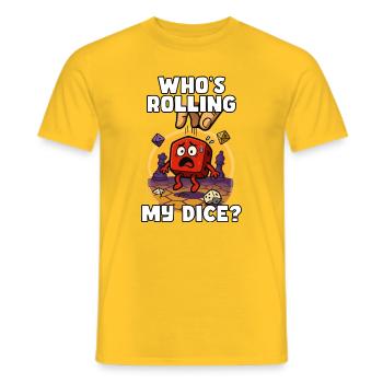 Qui lance mes dés ? - T-shirt homme - jaune - Devant - AI Model Male 178 dark (178cm)