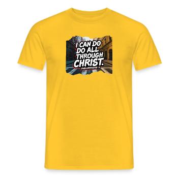 AllByChrist Philippians 4:13 - Men's T-Shirt - yellow - Front - AI Model Male 178 dark (178cm)