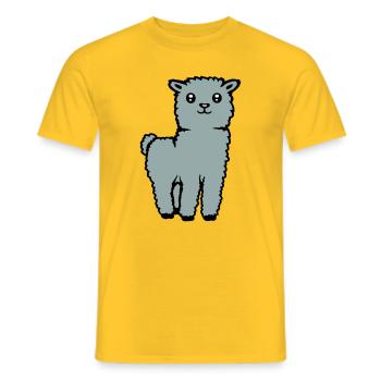 Cute Alpaca Llama Animal Soft Fluffy Comic - Men's T-Shirt - yellow - Front - AI Model Male 178 dark (178cm)