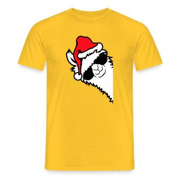 Lama Cool Sonnenbrille Weihnachtsmütze Seitlich - Männer T-Shirt - Gelb - Vorne - AI Model Male 178 dark (178cm)