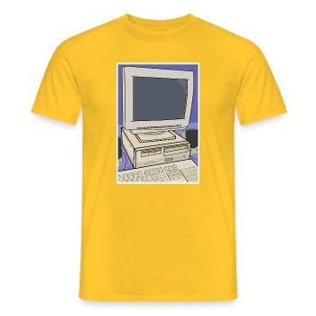 Retro-Computer-Desktop-Einrichtung - Männer T-Shirt - Gelb - Vorne - AI Model Male 178 dark (178cm)