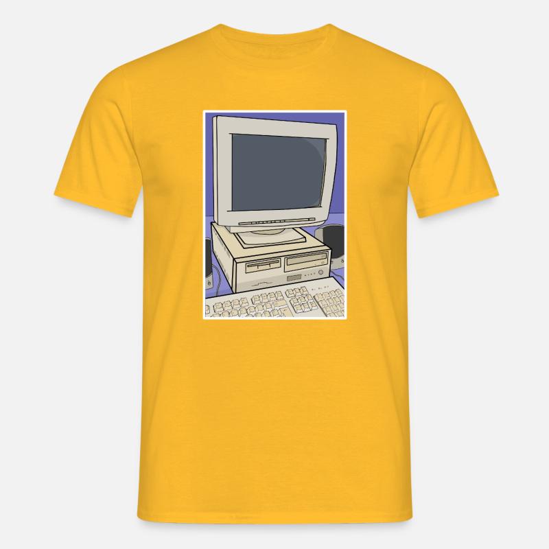 Retro-Computer-Desktop-Einrichtung - Männer T-Shirt - Gelb