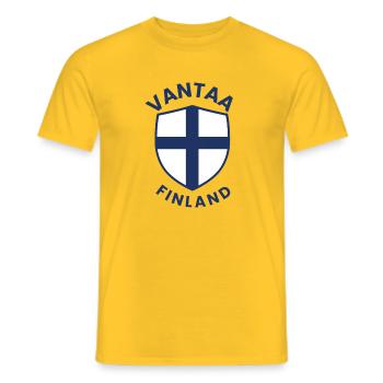 Vantaa-Schild Finnlands - Männer T-Shirt - Gelb - Vorne - AI Model Male 178 dark (178cm)
