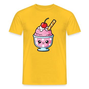 Coupe de Sundae Rose Kawaii - T-shirt homme - jaune - Devant - AI Model Male 178 dark (178cm)
