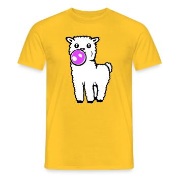 Llama Bubblegum Full Body Standing Frontal Cute Cool - Men's T-Shirt - yellow - Front - AI Model Male 178 dark (178cm)