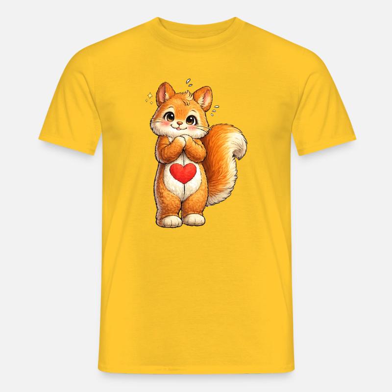 Schüchternes Eichhörnchen mit rotem Herz - Mænd T-shirt - gul