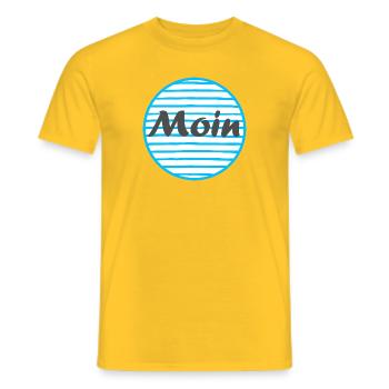Moin - Salutations du nord de l’Allemagne - T-shirt homme - jaune - Devant - AI Model Male 178 dark (178cm)