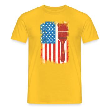 U.S. Patriotic Painter - Men's T-Shirt - yellow - Front - AI Model Male 178 dark (178cm)