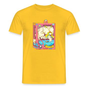 Der Drache und das Boot - Männer T-Shirt - Gelb - Vorne - AI Model Male 178 dark (178cm)