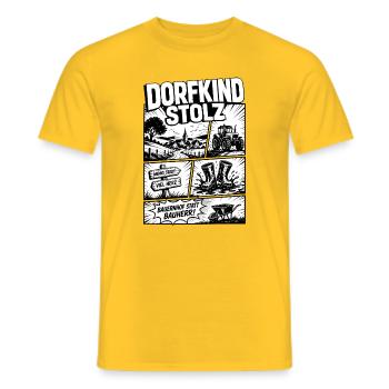 Dorfkind Stolz Landleben Comic Design - Männer T-Shirt - Gelb - Vorne - AI Model Male 178 dark (178cm)