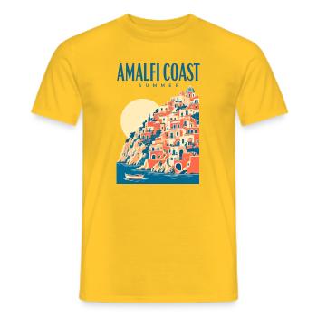 Design de voyage de vacances d’été en Italie sur la côte amalfitaine - T-shirt homme - jaune - Devant - AI Model Male 178 dark (178cm)