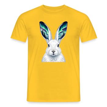Northern Lights Bunny with Aurora Ears - Men's T-Shirt - yellow - Front - AI Model Male 178 dark (178cm)