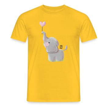 Elefant mit Herzballon - Männer T-Shirt - Gelb - Vorne - AI Model Male 178 dark (178cm)