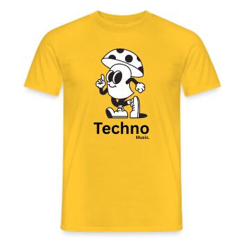 Mushroom Panache Cartoon Mascot - Men's T-Shirt - yellow - Front - AI Model Male 178 dark (178cm)