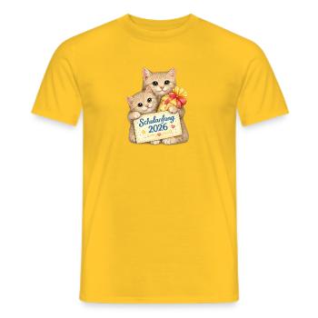 Schulbeginn Katzenfreude 2026 - Männer T-Shirt - Gelb - Vorne - AI Model Male 178 dark (178cm)