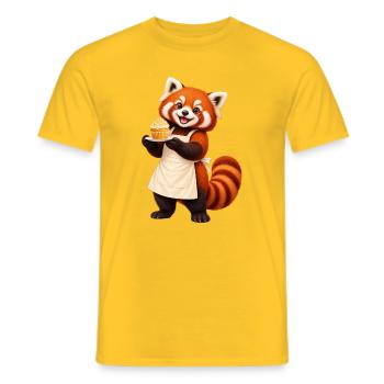 Red Panda Baker mit Cupcake - Männer T-Shirt - Gelb - Vorne - AI Model Male 178 dark (178cm)