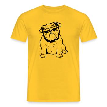 Anglais lunettes de soleil chien bouledogue - T-shirt homme - jaune - Devant - AI Model Male 178 dark (178cm)