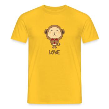Valentine monkey with heart - Men's T-Shirt - yellow - Front - AI Model Male 178 dark (178cm)
