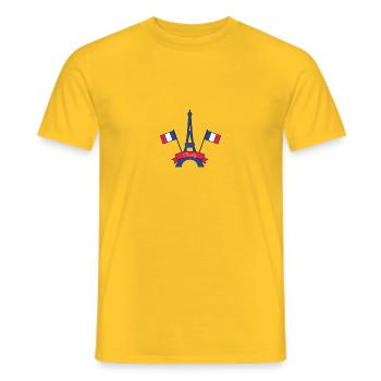 France Eiffel Tower Beauty French Flags Patriotics - Men's T-Shirt - yellow - Front - AI Model Male 178 dark (178cm)