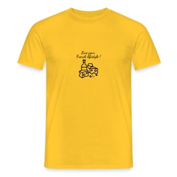 Lebe deinen französischen Lebensstil Käse Frankreich Liebe - Männer T-Shirt - Gelb - Vorne - AI Model Male 178 dark (178cm)