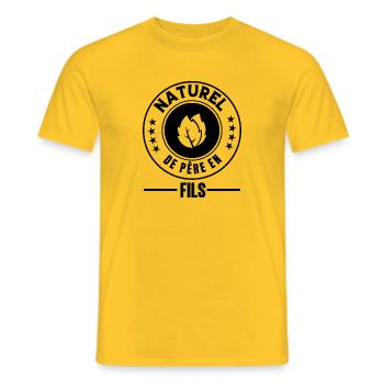 Naturel de père en fils cadeau père et fils - T-shirt homme - jaune - Devant - AI Model Male 178 dark (178cm)