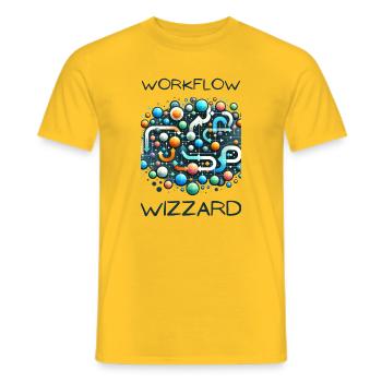 Workflow Wizzard - Men's T-Shirt - yellow - Front - AI Model Male 178 dark (178cm)