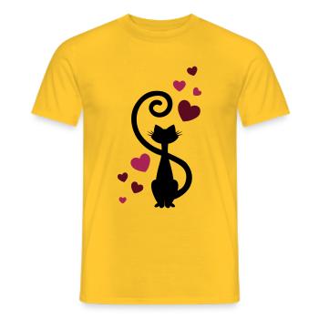 Cat Love In Love - cat in love - gift idea - Men's T-Shirt - yellow - Front - AI Model Male 178 dark (178cm)