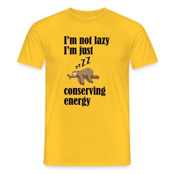 I m not lazy I m just conserving energy - Männer T-Shirt - Gelb - Vorne - AI Model Male 178 dark (178cm)