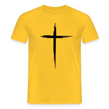 Feines Kreuz - Männer T-Shirt - Gelb - Vorne - AI Model Male 178 dark (178cm)