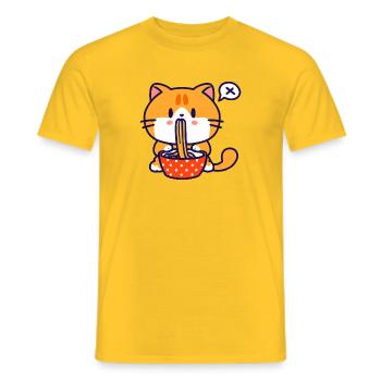 Chat Qui Mange des Spaghetti - T-shirt homme - jaune - Devant - AI Model Male 178 dark (178cm)