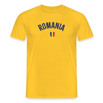 Romania - Men's T-Shirt - yellow - Front - AI Model Male 178 dark (178cm)