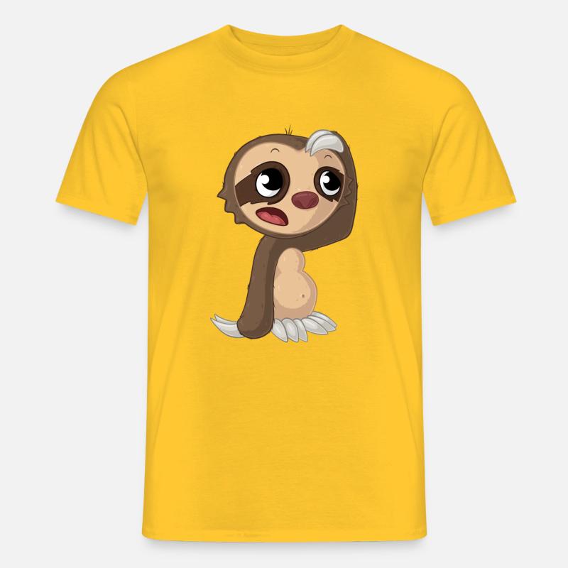 Nachdenkliches Comic Faultier - Männer T-Shirt - Gelb