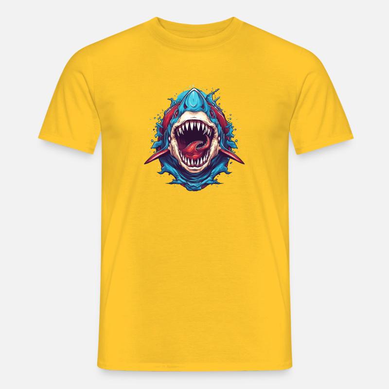 Haifisch Kopf 6 - Männer T-Shirt - Gelb