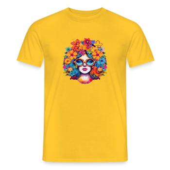 Flower Power Mädchen 8 - Männer T-Shirt - Gelb - Vorne - AI Model Male 178 dark (178cm)