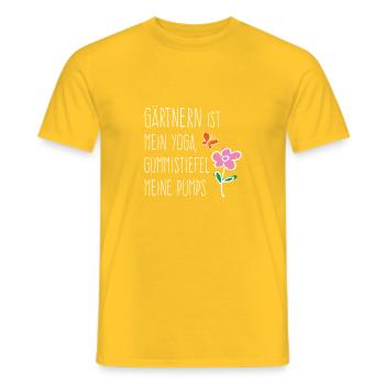 Gärtnern ist mein Yoga, Gummitstiefel meine Pumps. - Männer T-Shirt - Gelb - Vorne - AI Model Male 178 dark (178cm)