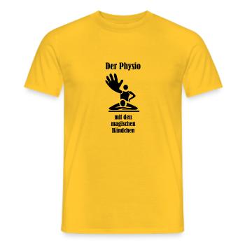 Physiothérapeute I Don de Dieu Main magique - T-shirt homme - jaune - Devant - AI Model Male 178 dark (178cm)