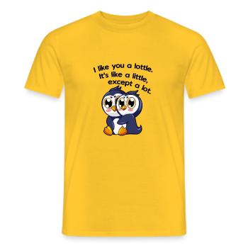 I like you a lottle penguins - Men's T-Shirt - yellow - Front - AI Model Male 178 dark (178cm)