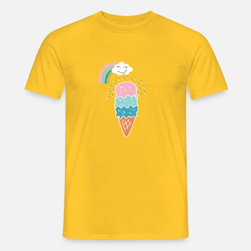 Niedliches Regenbogen-Eiscreme-Geschenk - Männer T-Shirt - Gelb