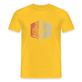 Visage rétro d'un cadeau animal tigre - T-shirt homme - jaune - Devant - AI Model Male 178 dark (178cm)