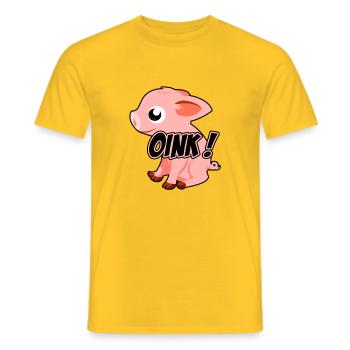 Oink piggy - Men's T-Shirt - yellow - Front - AI Model Male 178 dark (178cm)