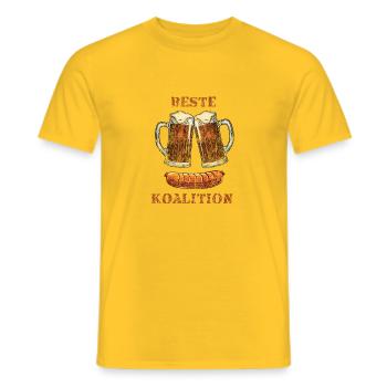 Bier und Wurst Beste Koalition T-Shirt - Männer T-Shirt - Gelb - Vorne - AI Model Male 178 dark (178cm)