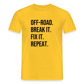 Hors route. Break It. Fix It. Repeat Offroad terrain - T-shirt homme - jaune - Devant - AI Model Male 178 dark (178cm)
