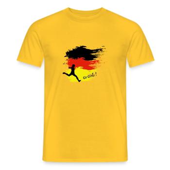 Go Girls Germany / Deutschland Frauen Fussball - Männer T-Shirt - Gelb - Vorne - AI Model Male 178 dark (178cm)