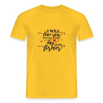 i will love you forever hearts text - Men's T-Shirt - yellow - Front - AI Model Male 178 dark (178cm)