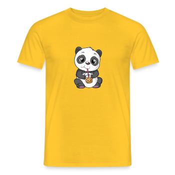Panda Schoko Shake Bubble Tea Bärchen Schokolade - Männer T-Shirt - Gelb - Vorne - AI Model Male 178 dark (178cm)