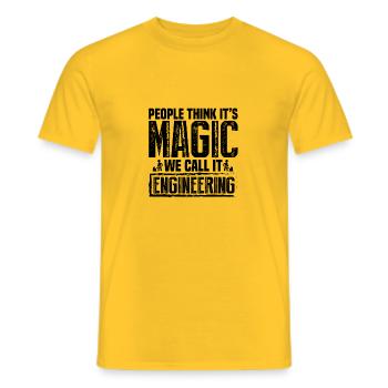 Die Leute denken, es ist Magie - Männer T-Shirt - Gelb - Vorne - AI Model Male 178 dark (178cm)