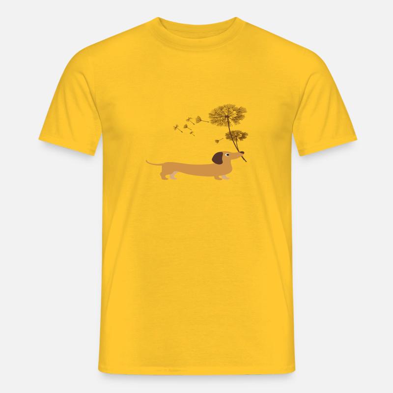 Dackel mit Pusteblume - Dackel shirt geschenkidee - Männer T-Shirt - Gelb