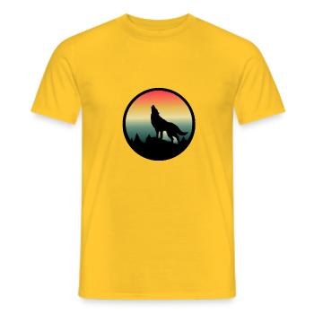 Wolf Vollmond heulen - Männer T-Shirt - Gelb - Vorne - AI Model Male 178 dark (178cm)